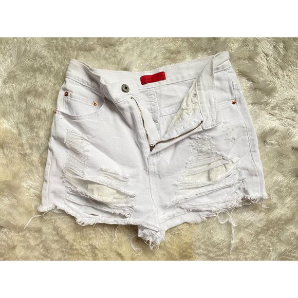 Signature 8 white distressed denim cut off shorts sz Small - Picture 1 of 4